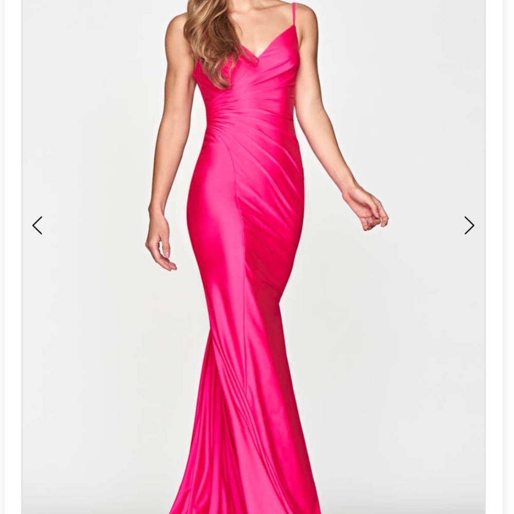 Faviana Fitted Hot Pink Spaghetti Strap Prom Dress